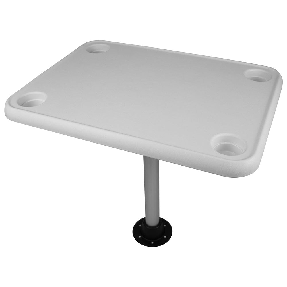 Wise White Rectangular Table - 4 Drink Holders w/Pedestal [8WD944] - Premium Seating from Wise Seats - Just $180.99! 