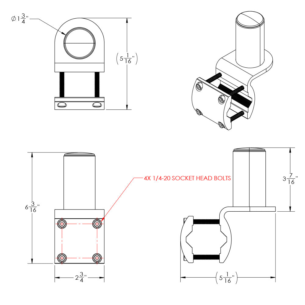 TACO ShadeFin Mini Square Tube Rail Mount [T10-4000-9] - Premium Biminis/Shades/Umbrellas from TACO Marine - Just $62.99! 