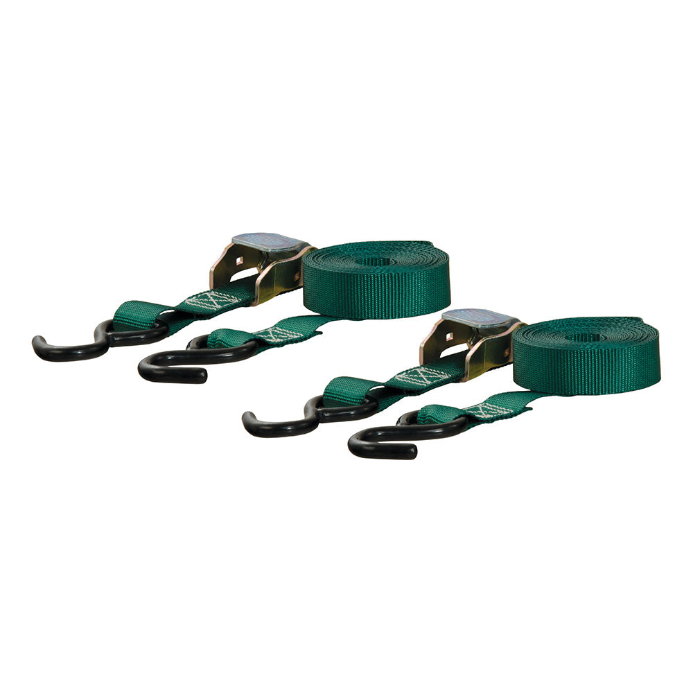 CURT 15 Dark Green Cargo Straps w/"S" Hooks - 300 lbs - 2 Pack [83015] - Premium Accessories from CURT - Just $14.99! 