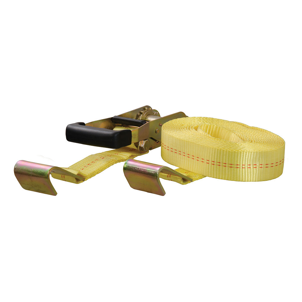 CURT 27 Yellow Cargo Strap w/Flat Hooks - 3,333 lbs [83048] - Premium Accessories from CURT - Just $28.99! 