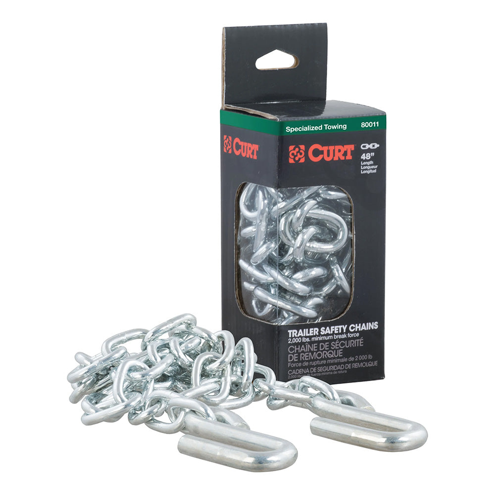 CURT 48" Safety Chain w/2 "S" Hooks - 2,000 lbs - Clear Zinc [80011] - Premium Hitches & Accessories from CURT - Just $12.99! 