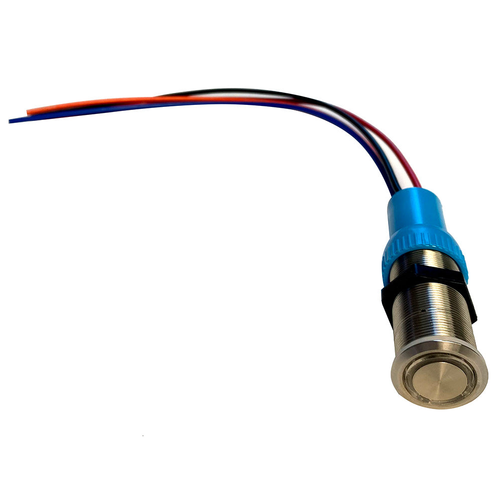 Bluewater 22mm Push Button Switch - Off/On Contact - Blue/Red LED - 1' Lead [9059-1113-1] - Premium Switches & Accessories from Bluewater - Just $47.99! 