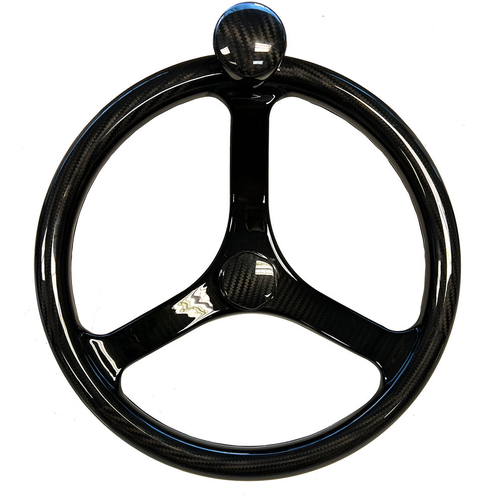 Schmitt Marine Carbon Fiber Primus Wheel w/Knob 13.5" w/Sanntoprene Finger Grip 3/4" Tapered Shaft w/CF Nut [7461321FGK-CFN] - Premium Steering Wheels from Schmitt Marine - Just $984.99! 