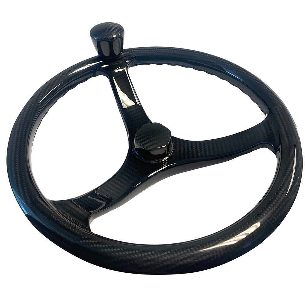 Schmitt Marine Carbon Fiber Primus Steering Wheel w/Santoprene Finger Grip - 13.5" Diameter - 3/4" Tapered Shaft w/Carbon Fiber Nut [7461321FG-CFN] - Premium Steering Wheels from Schmitt Marine - Just $820.99! 