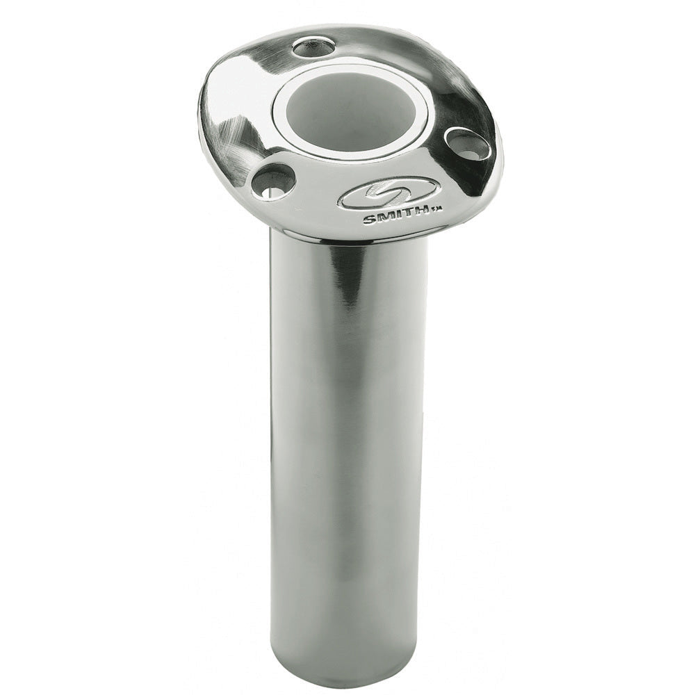 C.E. Smith Flush Mount Rod Holder - 0 Degree  9" Depth - Stainless Steel - Cast Bottom - White Vinyl Liner [53670CA] - Premium Rod Holders from C.E. Smith - Just $107.99! 