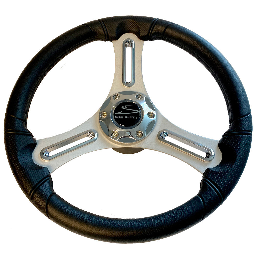 Schmitt Marine Torcello 14" Wheel - 03 Series - Polyurethane Wheel w/Chrome Trim  Cap - Brushed Spokes - 3/4" Tapered Shaft - Retail Packaging [PU033104-12R] - Premium Steering Wheels from Schmitt Marine - Just $116.99! Shop now at Boat Gear Depot