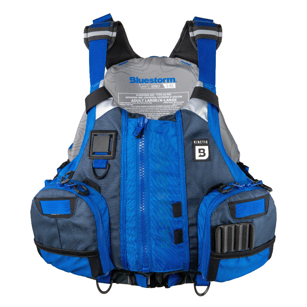 Bluestorm Kinetic Kayak Fishing Vest - Deep Blue - S/M [BS-409-BLU-S/M] - Premium Life Vests from Bluestorm - Just $99.99! 