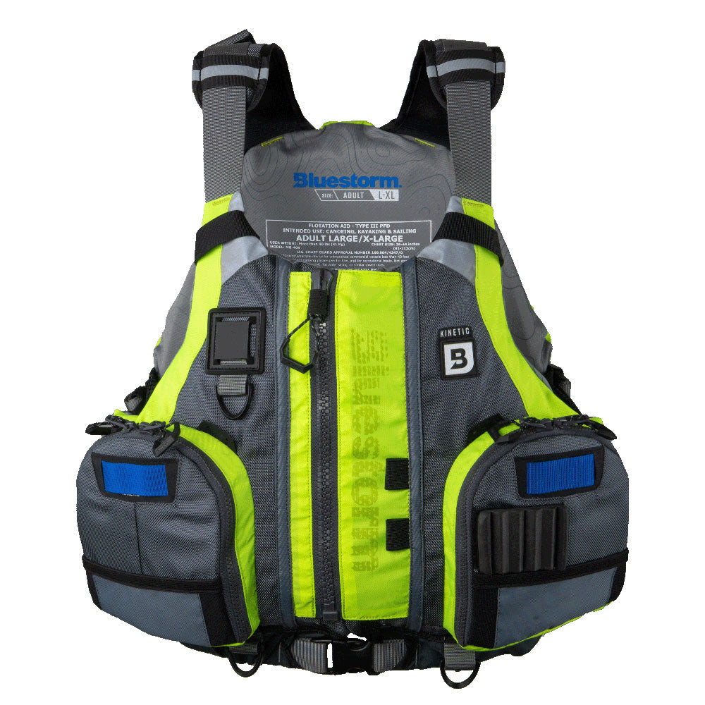 Bluestorm Kinetic Kayak Fishing Vest - Hi-Vis - S/M [BS-409-HVS-S/M] - Premium Life Vests from Bluestorm - Just $99.99! 