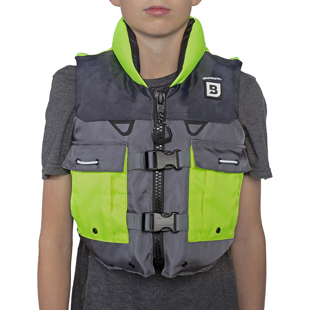 Bluestorm Classic Youth Fishing Life Jacket - Hi-Vis [BS-365-HVS-Y] - Premium Life Vests from Bluestorm - Just $44.99! 