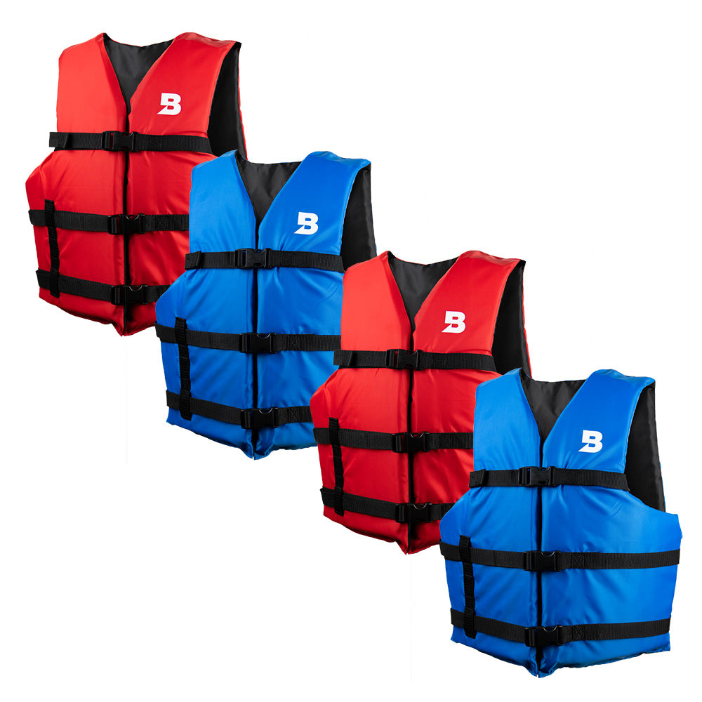 Type III General Boating Adult Universal Foam Life Jacket - Blue/Red *4-Pack [BS-165-B/R-4] - Premium Life Vests from Bluestorm - Just $59.99! 