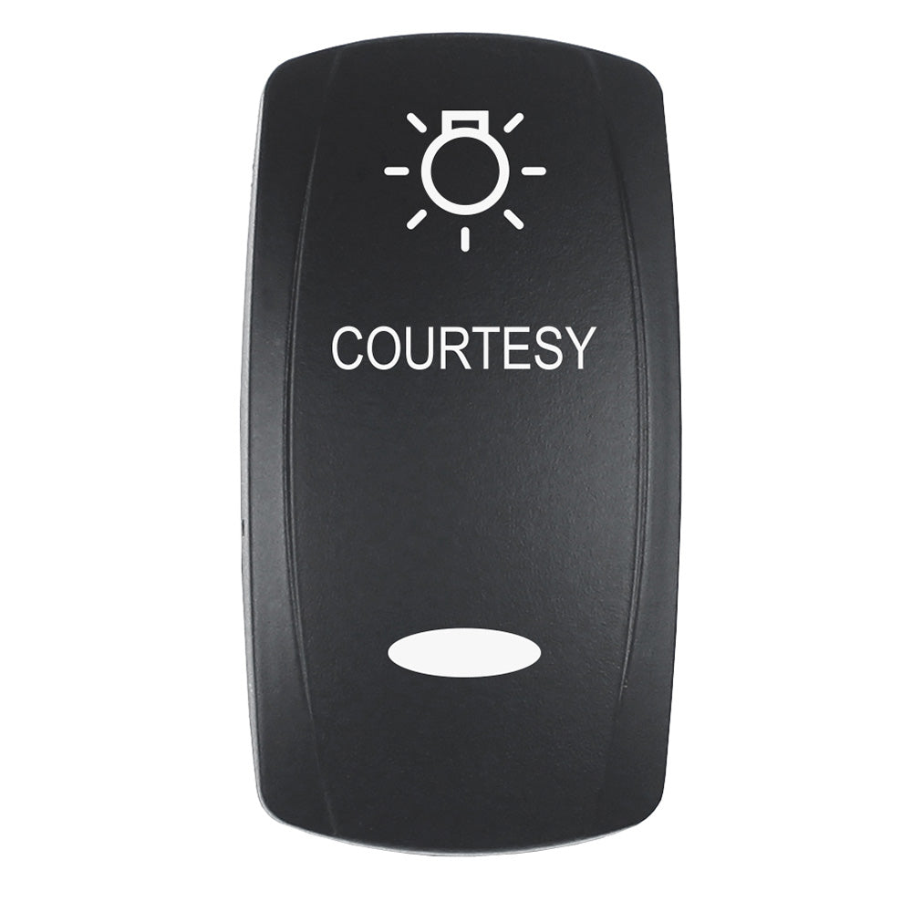 Pacer Actuator - 'COURTESY' f/V Series Contura Switches - Black - Laser Etched (Top/Bottom Light) [EV2LE-CTSY] - Premium Switches & Accessories from Pacer Group - Just $10.99! 