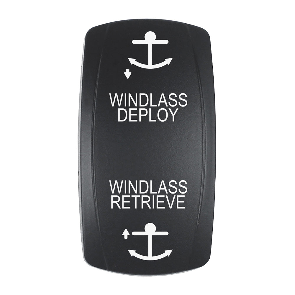 Pacer Actuator - 'WINDLASS DPLY/RTRV' f/V Series Contura Switches - Black - Laser Etched (Top/Bottom Light) [EV2LE-WND] - Premium Switches & Accessories from Pacer Group - Just $10.99! 