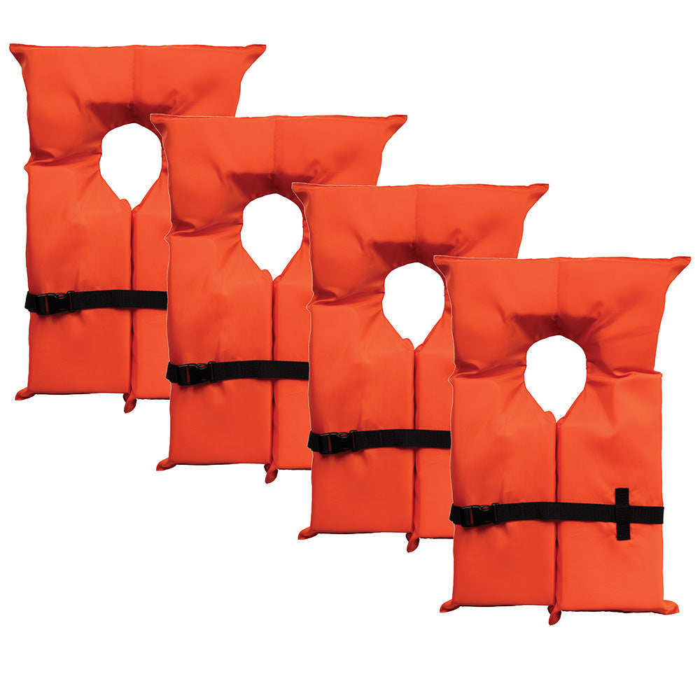 Bluestorm Type II Adult Universal Foam Life Jacket - Orange *4-Pack w/Clear Bag [BS-T2-ORG-4] - Premium Life Vests from Bluestorm - Just $49.99! 