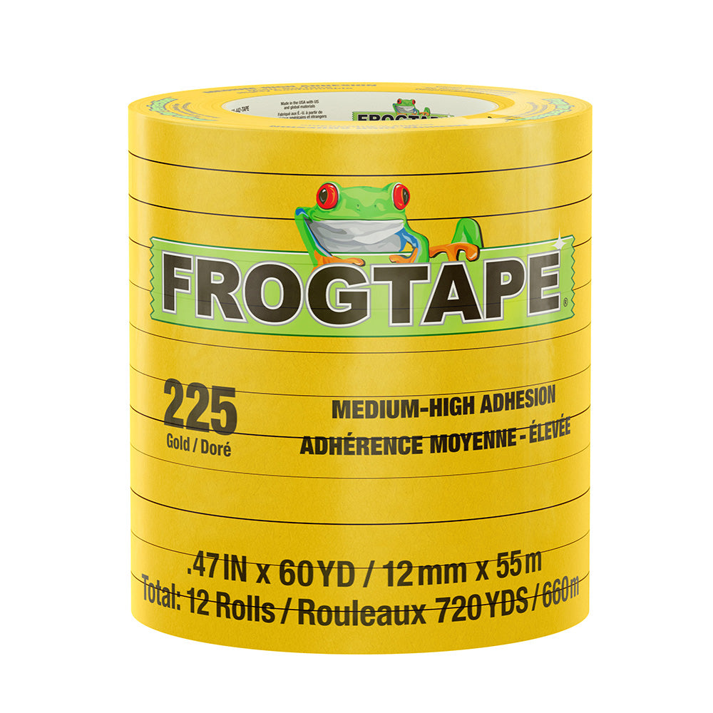 FrogTape CP 225 Medium-High Adhesion Masking Tape - 12MM x 55M x 12-Pack - Gold - Rated for 225F [105318] - Premium Adhesives/Sealants/Tapes from FrogTape - Just $42.99! 