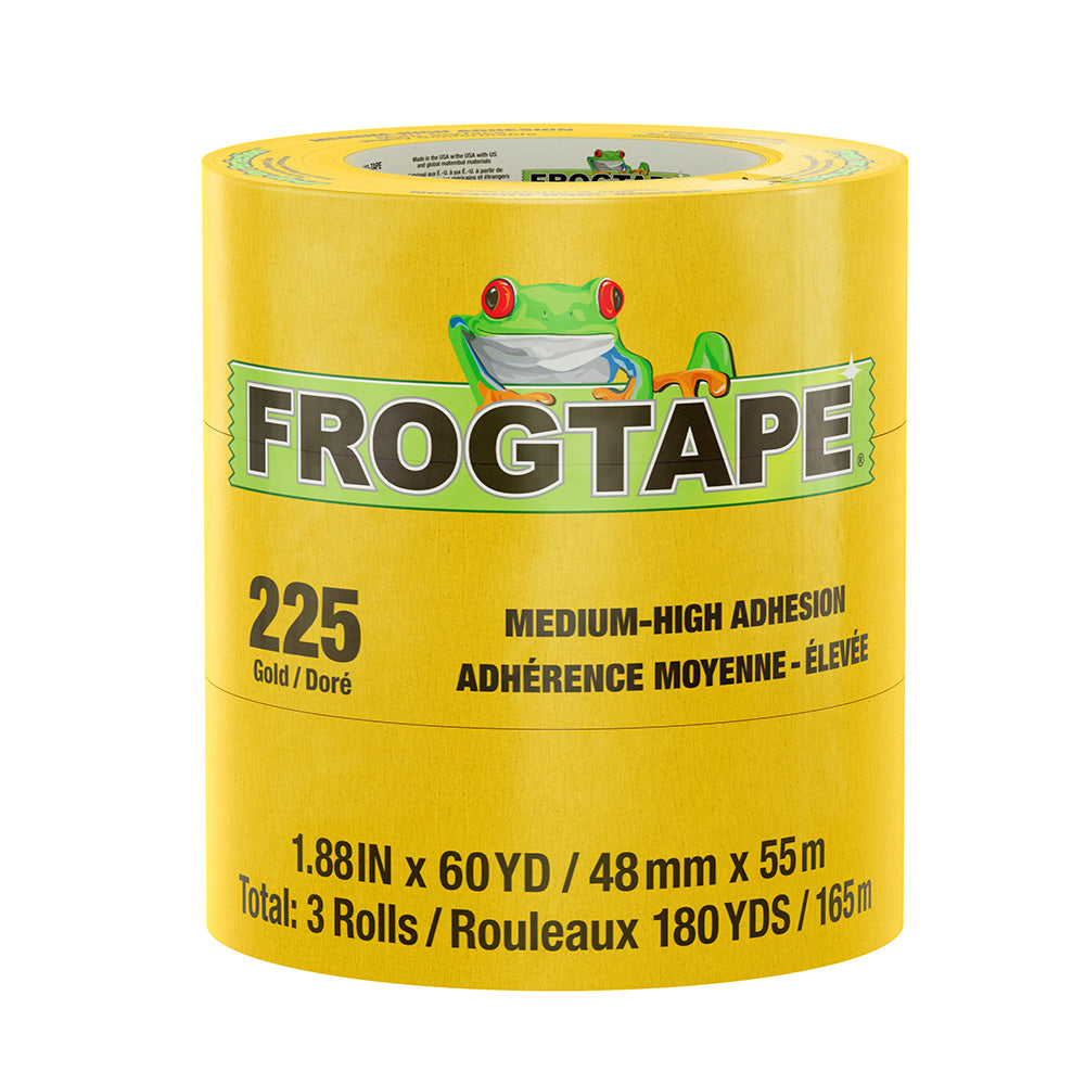 FrogTape CP 225 Medium-High Adhesion Masking Tape - 48MM x 55M x 3-Pack - Gold - Rated for 225F [105322] - Premium Adhesives/Sealants/Tapes from FrogTape - Just $33.99! 