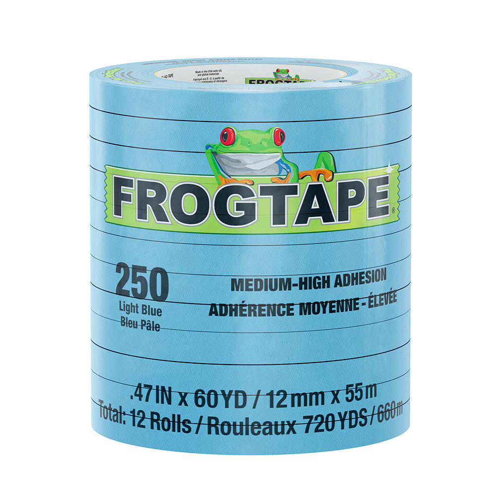 FrogTape CP 250 Medium-High Adhesion Masking Tape - 12MM x 55M x 12-Pack - Light Blue - Rated for 250F [105325] - Premium Adhesives/Sealants/Tapes from FrogTape - Just $51.99! 