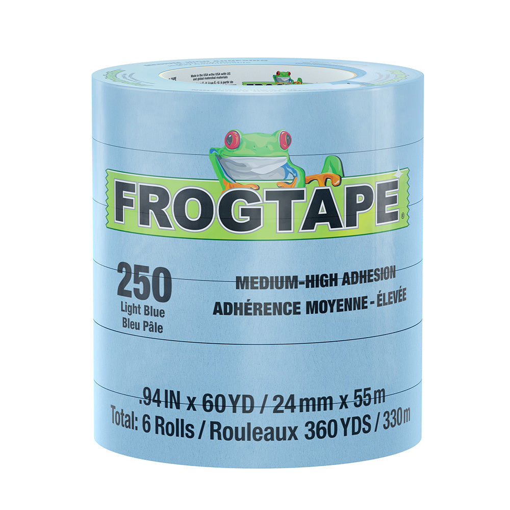 FrogTape CP 250 Medium-High Adhesion Masking Tape - 24MM x 55M x 6-Pack - Light Blue - Rated for 250F [105327] - Premium Adhesives/Sealants/Tapes from FrogTape - Just $49.99! 