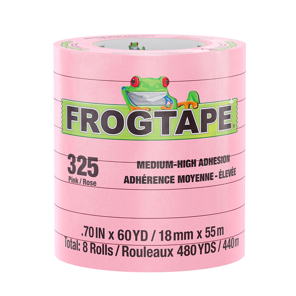 FrogTape CP 325 Medium-High Adhesion Masking Tape - 18MM x 55M x 8-Pack - Pink - Rated for 325F [105332] - Premium Adhesives/Sealants/Tapes from FrogTape - Just $62.99! 