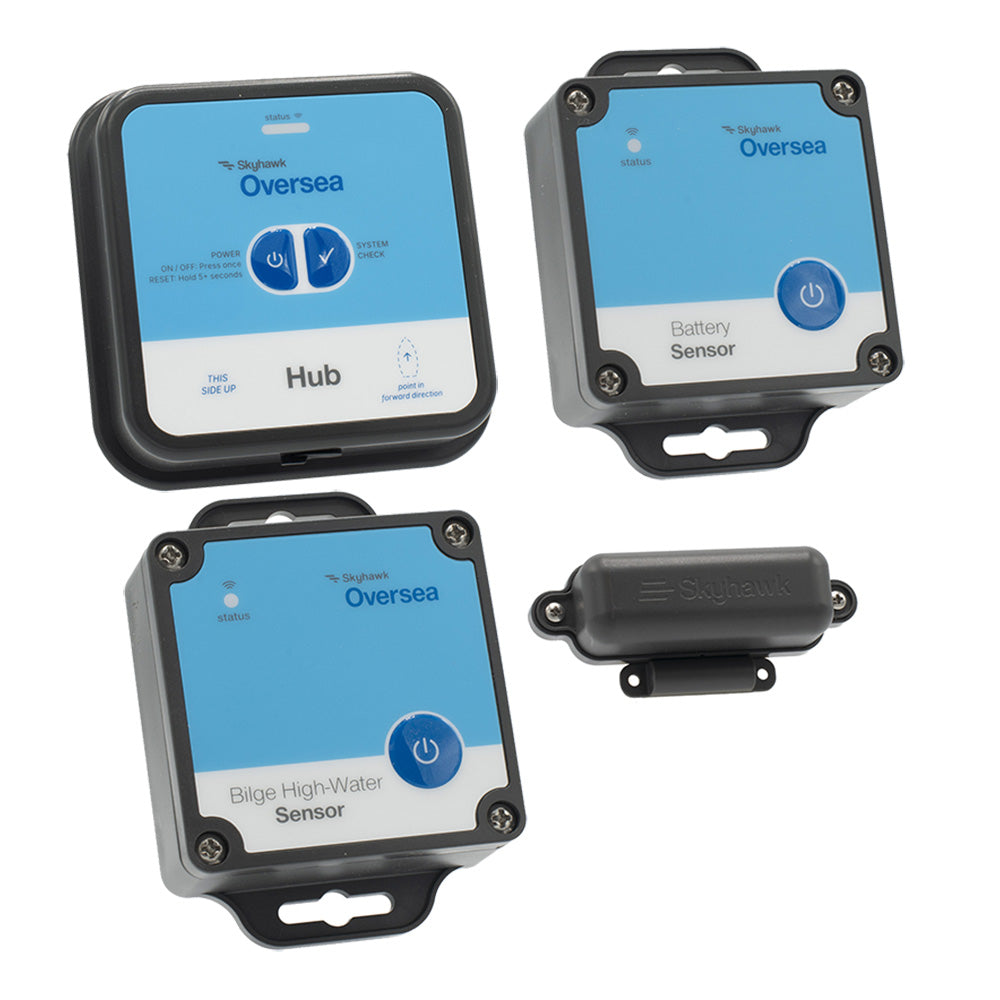 Skyhawk Oversea Starter Kit Hub - 1 Oversea Hub, 1 Battery Sensor, 1 Bilge High-Water Sensor  1 Entry Sensor [OSKITSTARTER1] - Premium Security Systems from Skyhawk Oversea - Just $415.99! 