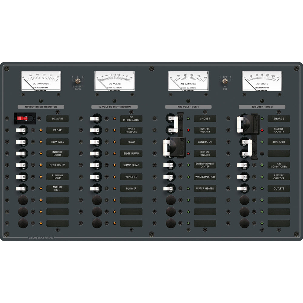 Blue Sea 8086 AC 3 Sources +12 Positions/DC Main +19 Position Toggle Circuit Breaker Panel - White Switches [8086] - Brand_Blue Sea Systems, Electrical, Electrical | Electrical Panels - Blue Sea Systems - Electrical Panels