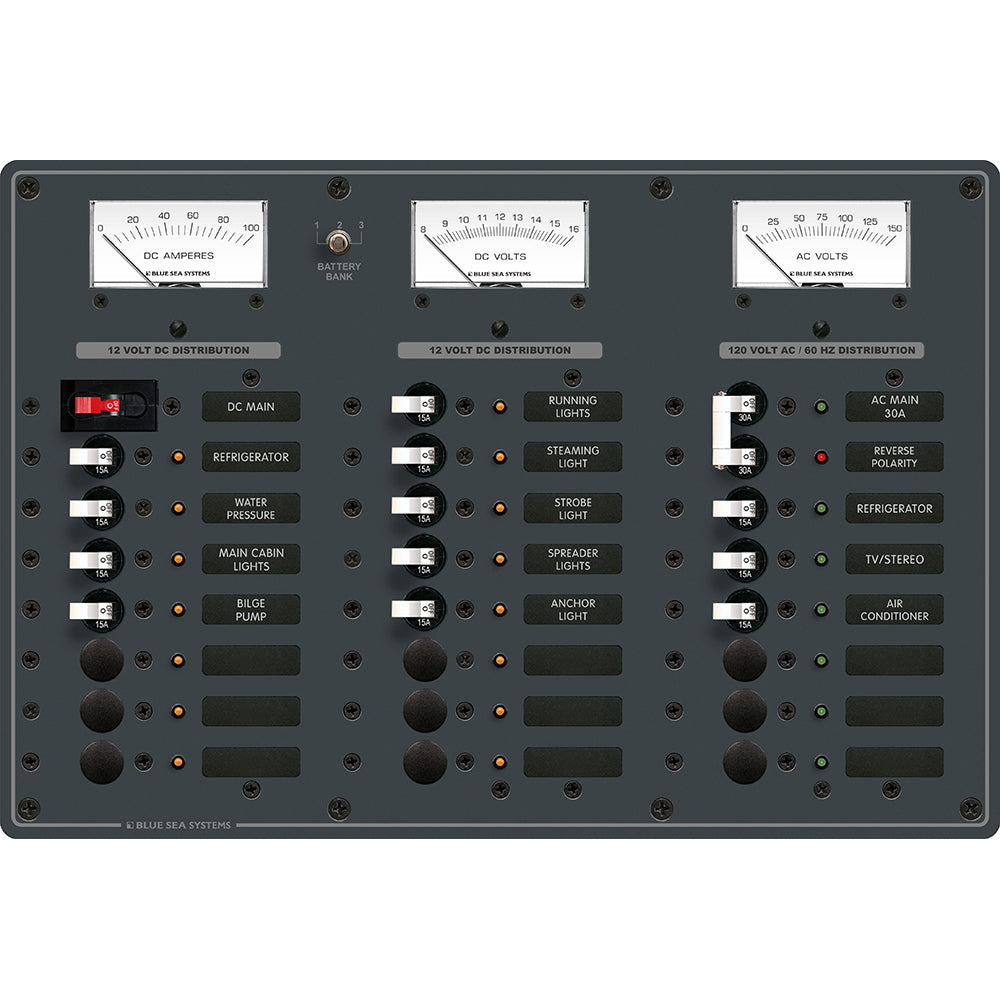 Blue Sea 8084 AC Main +6 Positions/DC Main +15 Positions Toggle Circuit Breaker Panel - White Switches [8084] - Premium Electrical Panels from Blue Sea Systems - Just $862.99! 