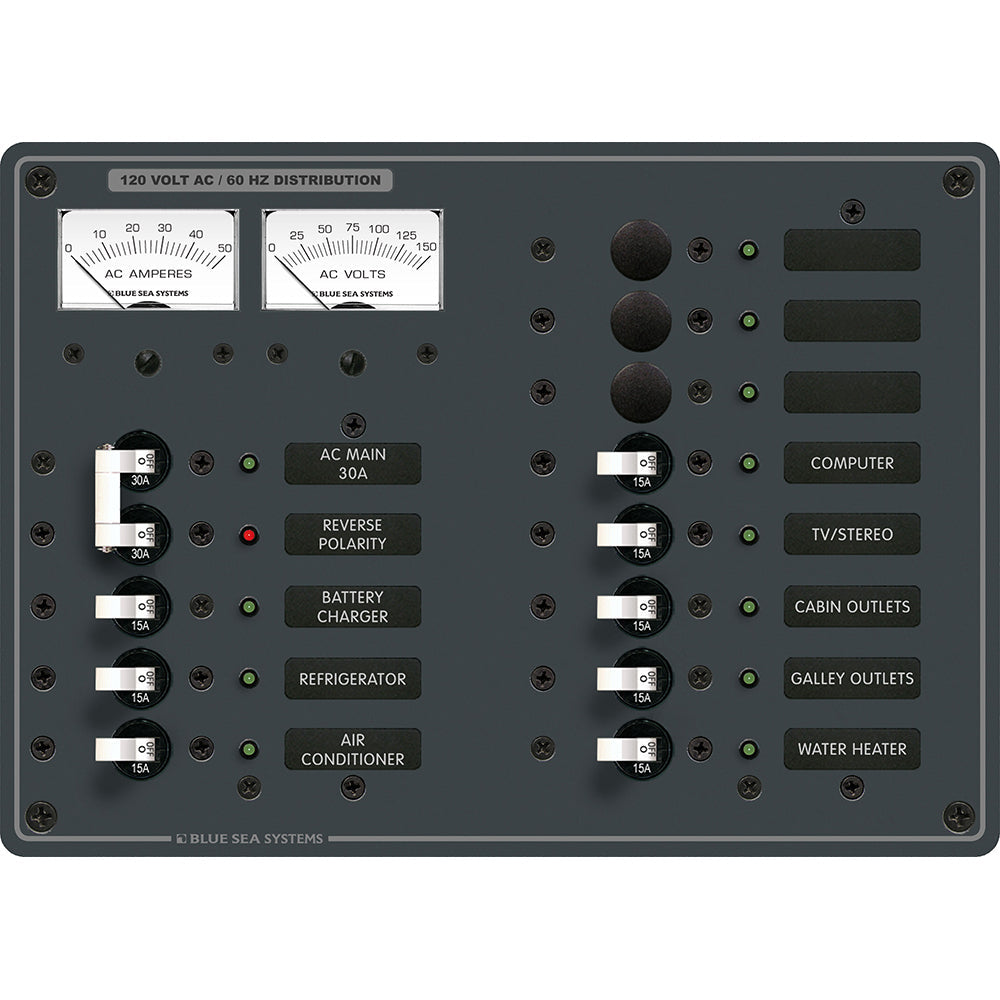 Blue Sea 8076 AC Main +11 Positions Toggle Circuit Breaker Panel - White Switches [8076] - Premium Electrical Panels from Blue Sea Systems - Just $568.99! 