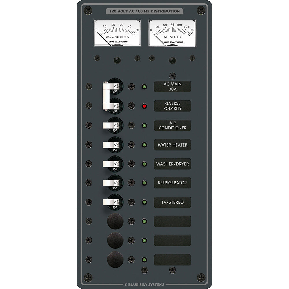 Blue Sea 8074 AC Main +8 Positions Toggle Circuit Breaker Panel - White Switches [8074] - Premium Electrical Panels from Blue Sea Systems - Just $470.99! 