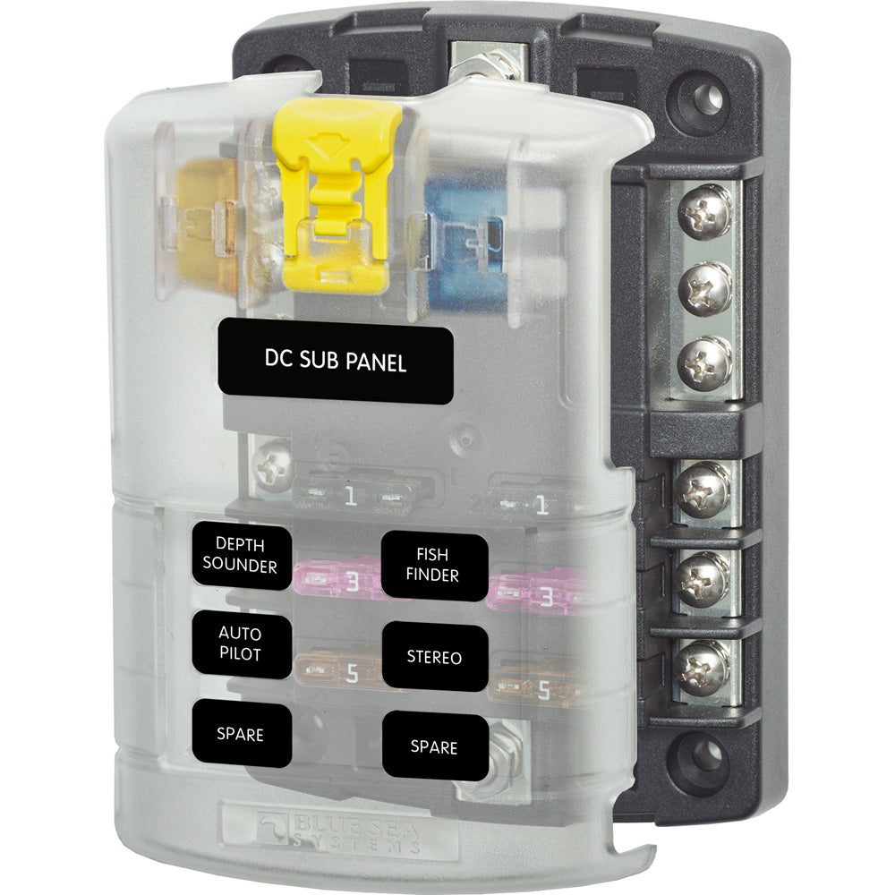 Blue Sea 5025 ST Blade Fuse Block w/Cover - 6 Circuit w/Negative Bus [5025] - Premium Circuit Breakers from Blue Sea Systems - Just $41.99! 