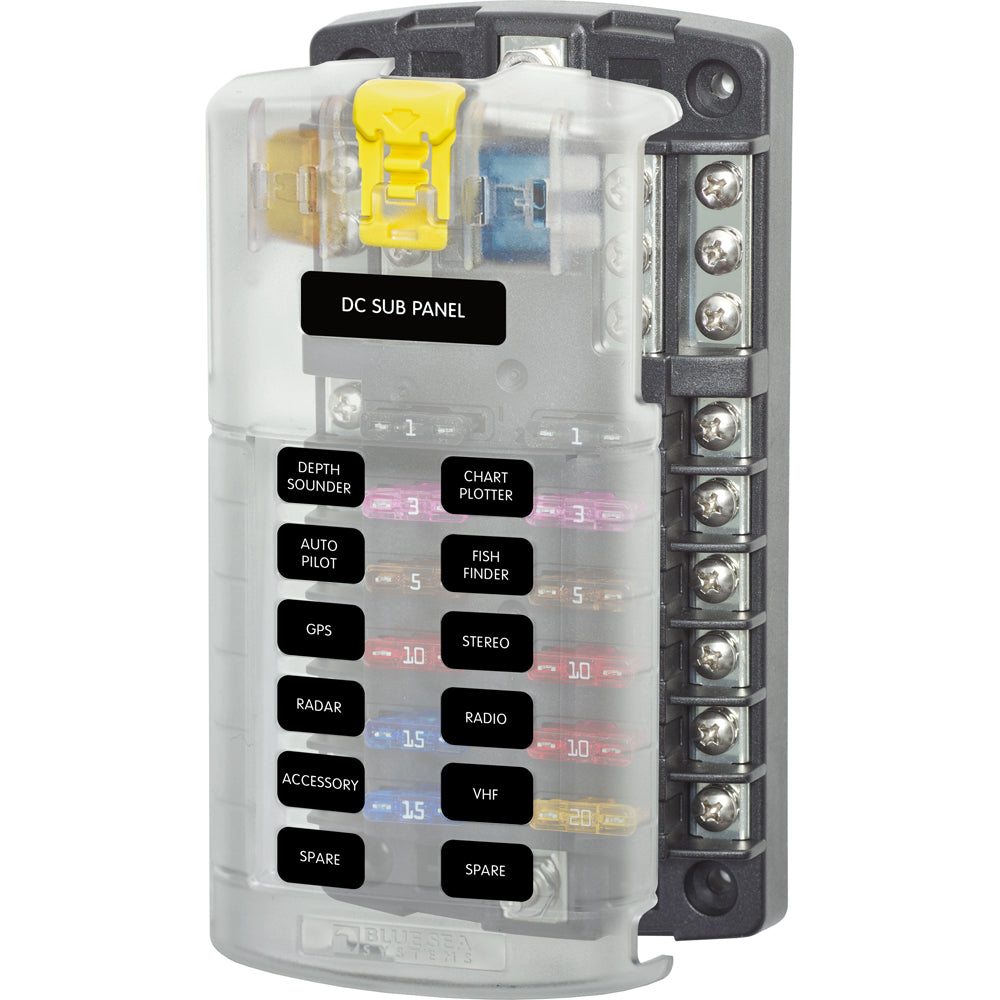 Blue Sea 5026 ST Blade Fuse Block w/Cover - 12 Circuit w/Negative Bus [5026] - Premium Circuit Breakers from Blue Sea Systems - Just $54.99! 