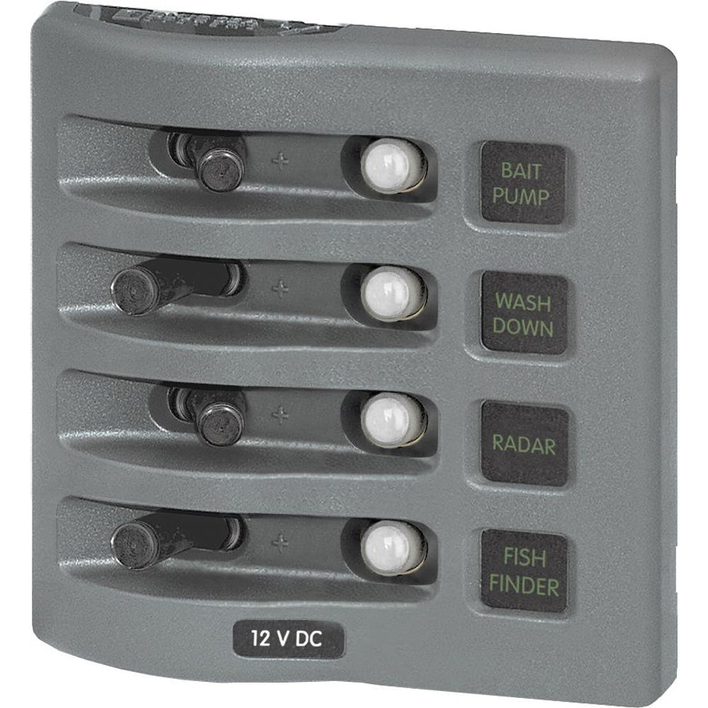 Blue Sea 4374 WeatherDeck Water Resistant Circuit Breaker Panel - 4 Position - Grey [4374] - Brand_Blue Sea Systems, Electrical, Electrical | Electrical Panels - Blue Sea Systems - Electrical Panels