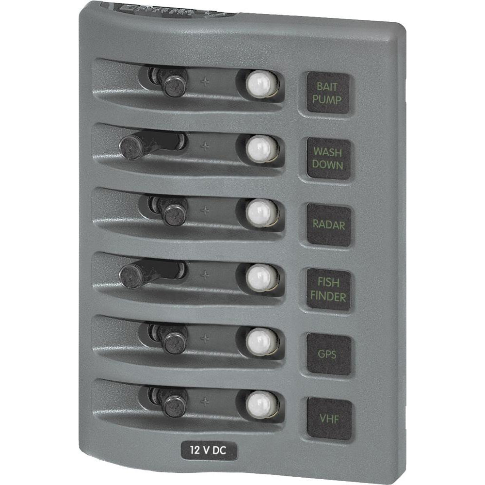 Blue Sea 4376 WeatherDeck Water Resistant Circuit Breaker Panel - 6 Position - Grey [4376] - Premium Electrical Panels from Blue Sea Systems - Just $127.99! 