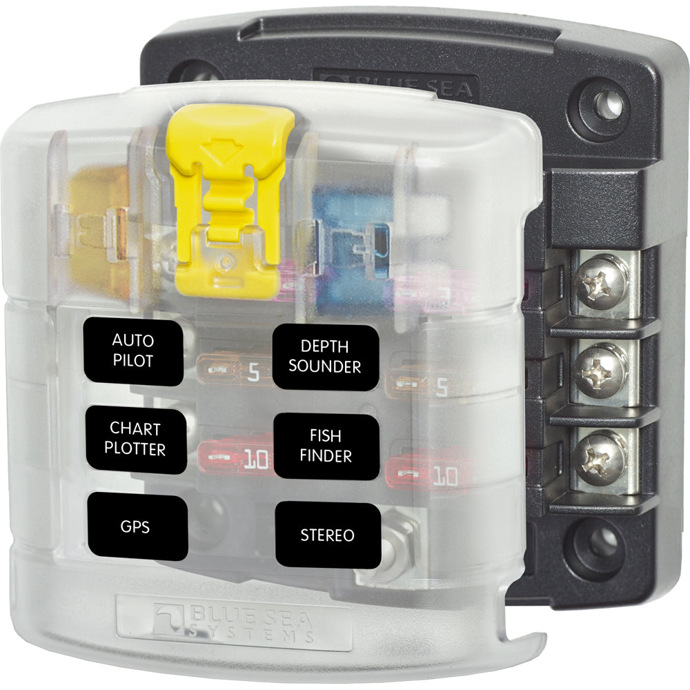 Blue Sea 5028 ST Blade Fuse Block w/ Cover - 6 Circuit without Negative Bus [5028] - Premium Circuit Breakers from Blue Sea Systems - Just $36.99! 