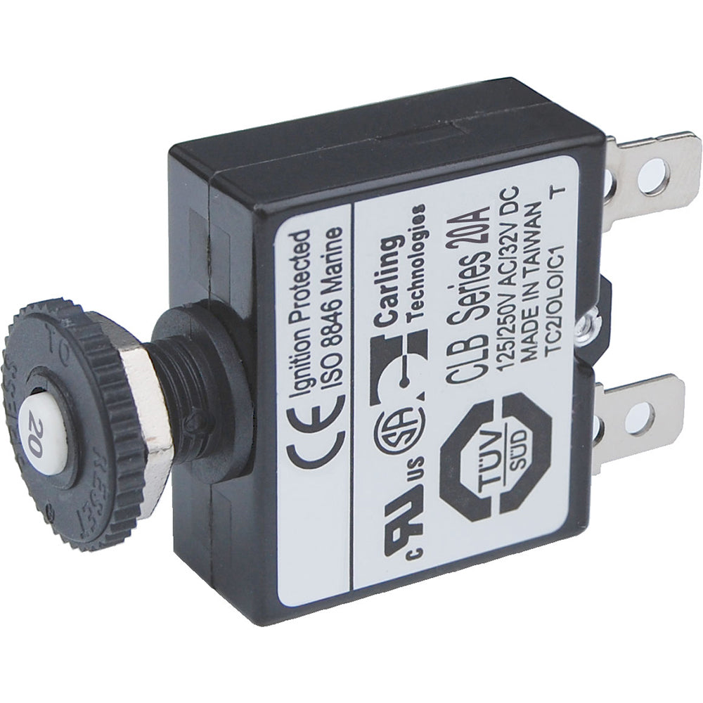 Blue Sea 7057 20A Push Button Thermal with Quick Connect Terminals [7057] - Premium Circuit Breakers from Blue Sea Systems - Just $4.99! 