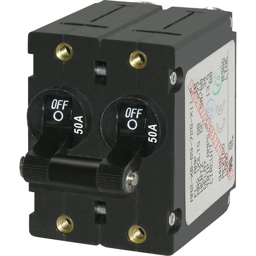 Blue Sea 7241 A-Series Double Pole Toggle - 50A - Black [7241] - 1st Class Eligible, Brand_Blue Sea Systems, Electrical, Electrical | Circuit Breakers - Blue Sea Systems - Circuit Breakers