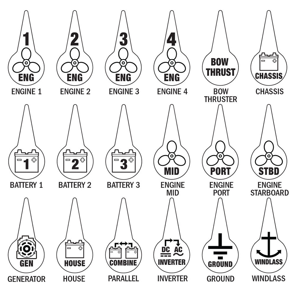 Blue Sea 7902 Icon Circuit Identification Label Kit for Battery Switches [7902] - Premium Battery Management from Blue Sea Systems - Just $6.99! 