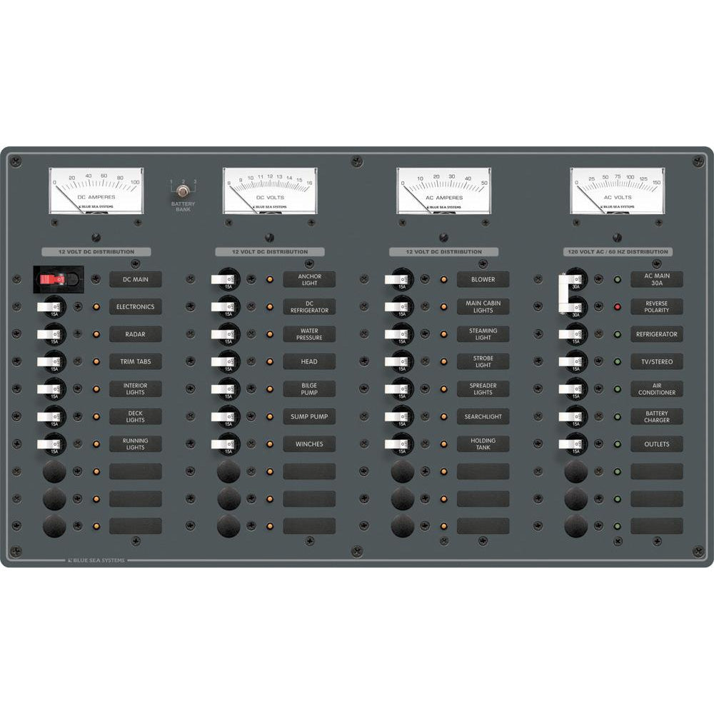 Blue Sea 8095 AC Main +8 Positions / DC Main +29 Positions Toggle Circuit Breaker Panel   (White Switches) [8095] - Brand_Blue Sea Systems, Electrical, Electrical | Electrical Panels - Blue Sea Systems - Electrical Panels