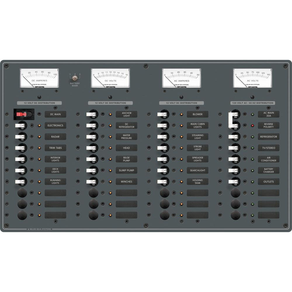 Blue Sea 8095 AC Main +8 Positions / DC Main +29 Positions Toggle Circuit Breaker Panel   (White Switches) [8095] - Premium Electrical Panels from Blue Sea Systems - Just $1337.99! 