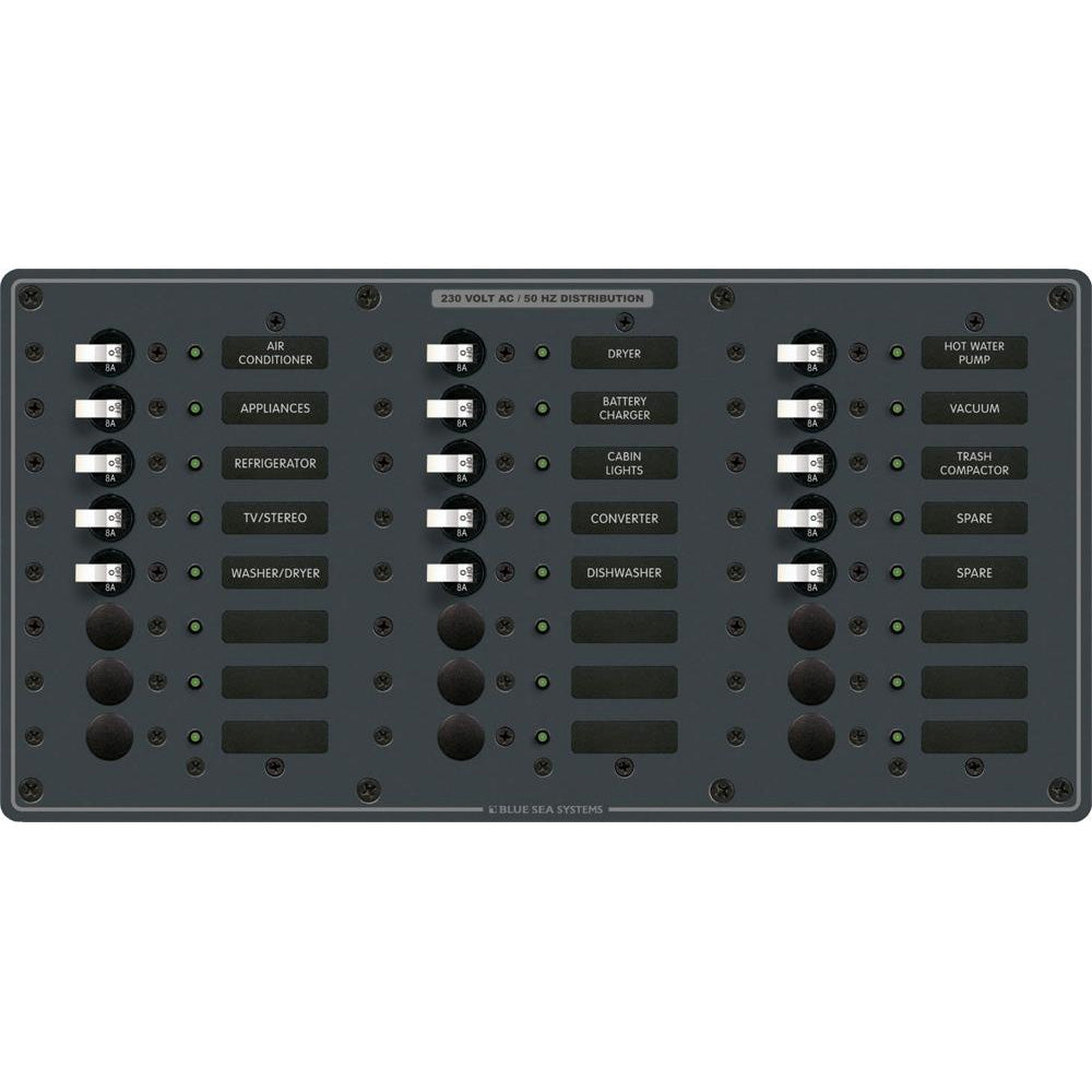 Blue Sea 8165 AV 24 Position 230v (European) Breaker Panel - White Switches [8165] - Brand_Blue Sea Systems, Electrical, Electrical | Electrical Panels - Blue Sea Systems - Electrical Panels