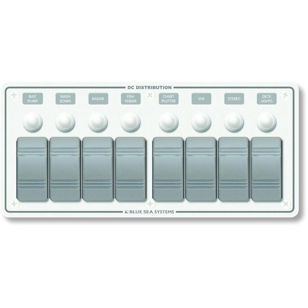 Blue Sea 8271 Water Resistant Panel - 8 Position - White - Horizontal Mount [8271] - Premium Electrical Panels from Blue Sea Systems - Just $233.99! 