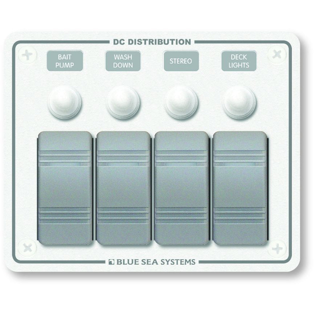 Blue Sea 8272 Water Resistant Panel - 4 Position - White - Horizontal Mount [8272] - Premium Electrical Panels from Blue Sea Systems - Just $136.99! 