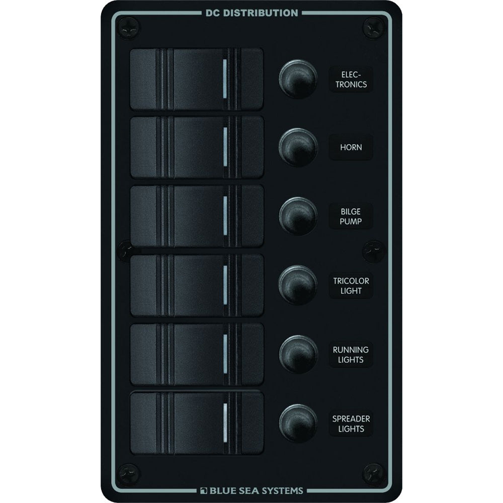 Blue Sea 8373 Water Resistant 6 Position - Black - Vertical Mount Panel [8373] - Premium Electrical Panels from Blue Sea Systems - Just $180.99! 