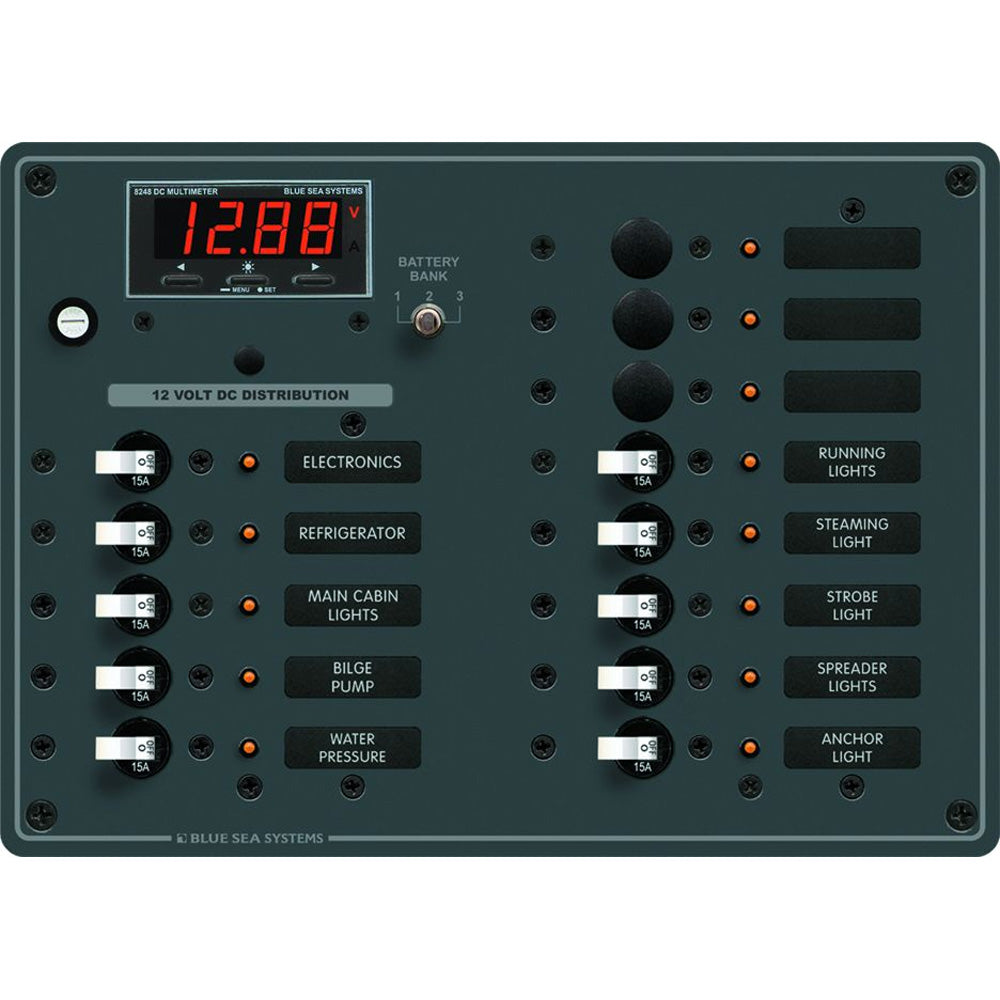 Blue Sea 8403 DC Panel 13 Position w/ Multimeter [8403] - Premium Electrical Panels from Blue Sea Systems - Just $656.99! 