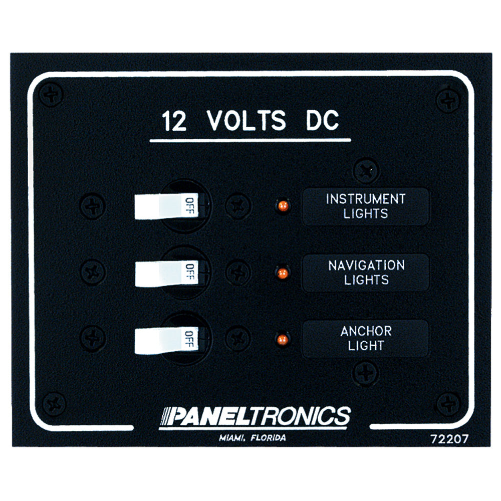 Paneltronics Standard DC 3 Position Breaker Panel w/LEDs [9972207B] - Premium Electrical Panels from Paneltronics - Just $85.99! 