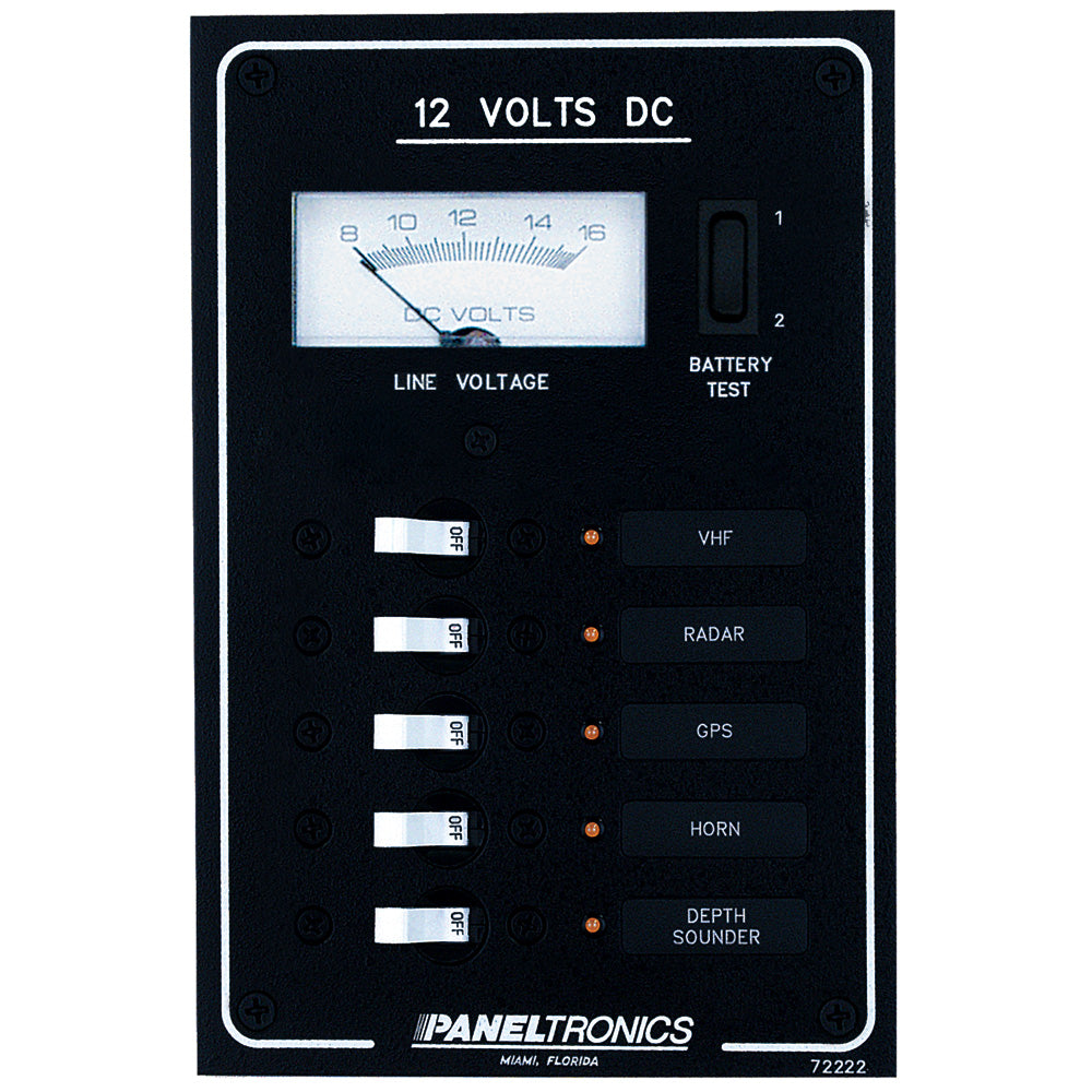 Paneltronics Standard DC 5 Position Breaker Panel & Meter w/LEDs [9972222B] - Premium Electrical Panels from Paneltronics - Just $222.99! 