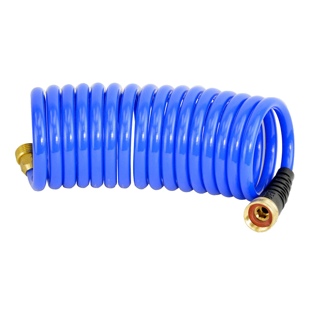 HoseCoil 15' Blue Self Coiling Hose w/Flex Relief [HS1500HP] - Premium Cleaning from HoseCoil - Just $29.99! 