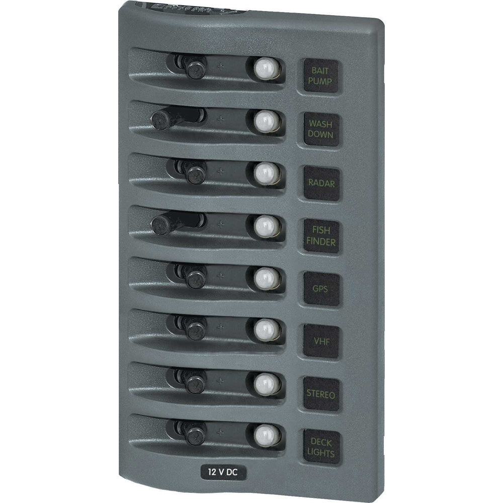 Blue Sea 4378 WeatherDeck Water Resistant Circuit Breaker Panel - 8 Position - Grey [4378] - Premium Electrical Panels from Blue Sea Systems - Just $177.99! 