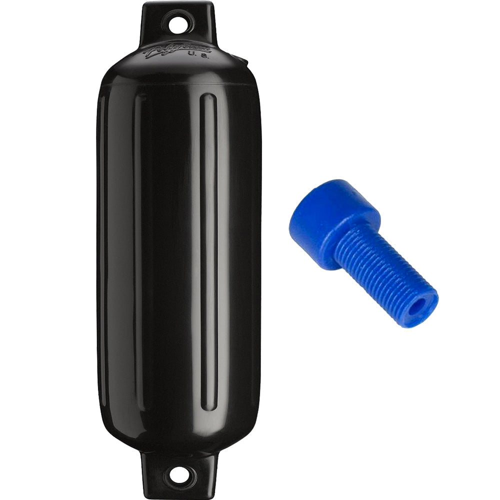 Polyform G-4 Twin Eye Fender 6.5" x 22" - Black w/Adapter [G-4-BLACK] - Premium Fenders from Polyform U.S. - Just $34.99! Shop now at Boat Gear Depot