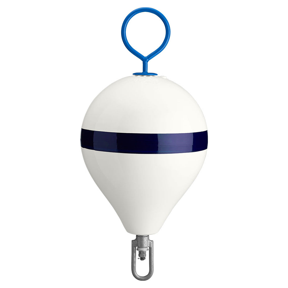 Polyform 13.5" CM Mooring Buoy w/Steel Iron - White Blue Stripe [CM-2 WH-STR] - Premium Buoys from Polyform U.S. - Just $183.99! Shop now at Boat Gear Depot