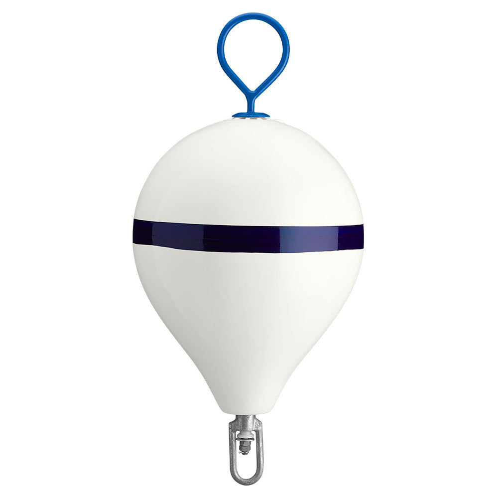 Polyform 17" CM Mooring Buoy w/Steel Iron - White Blue Stripe [CM-3 WH-STR] - Premium Buoys from Polyform U.S. - Just $214.99! 