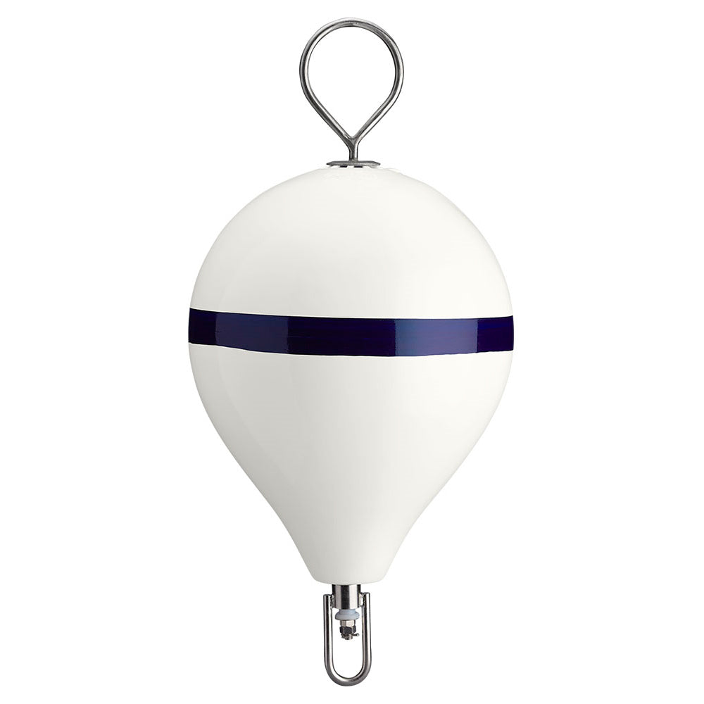 Polyform 17" CM Mooring Buoy w/SS Iron - White Blue Stripe [CM-3SS W-STR] - Premium Buoys from Polyform U.S. - Just $268.99! 